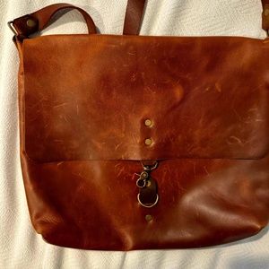 Leather cross body messenger bag